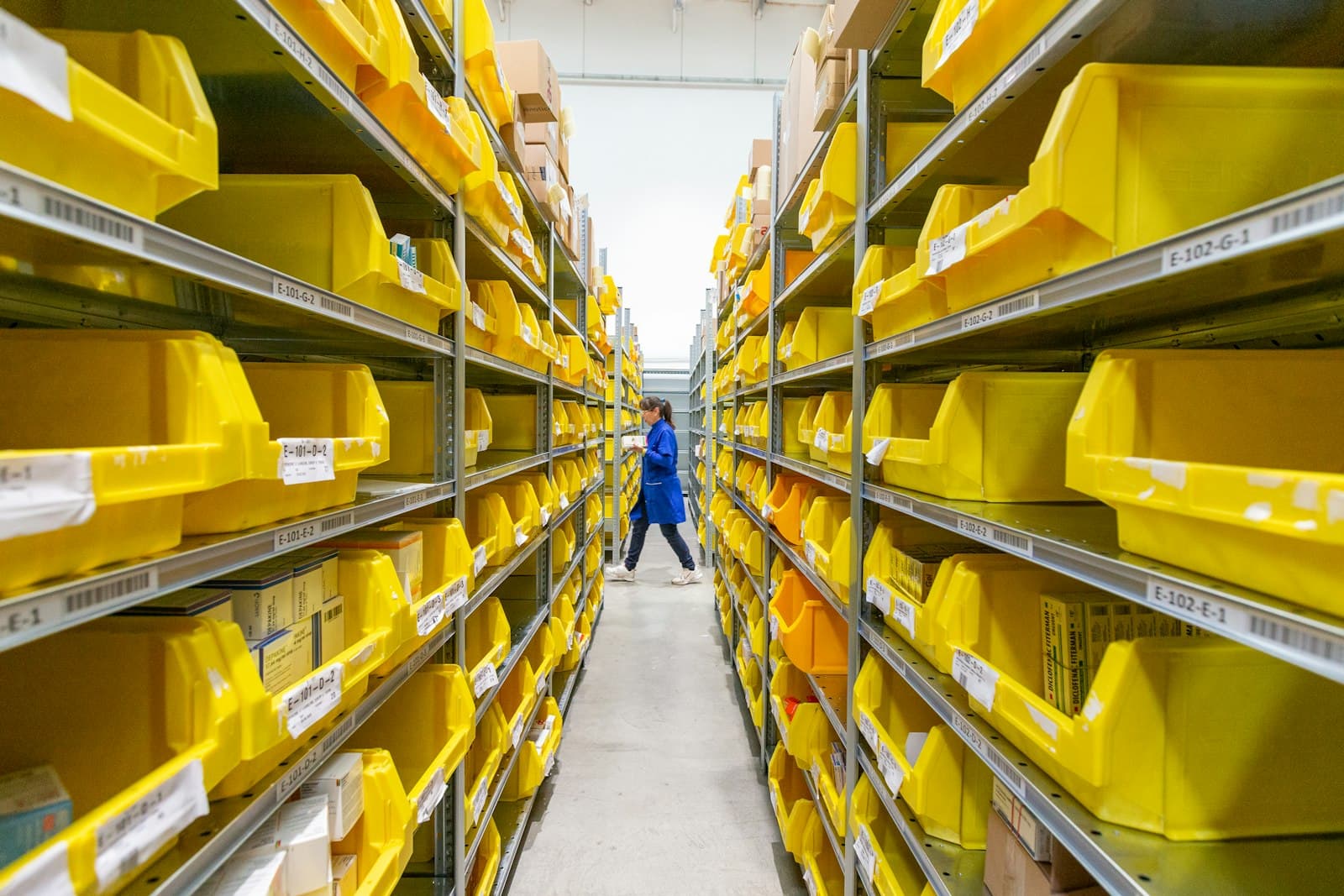 Warehouse aisle, where receiving slip detection and recovery happen